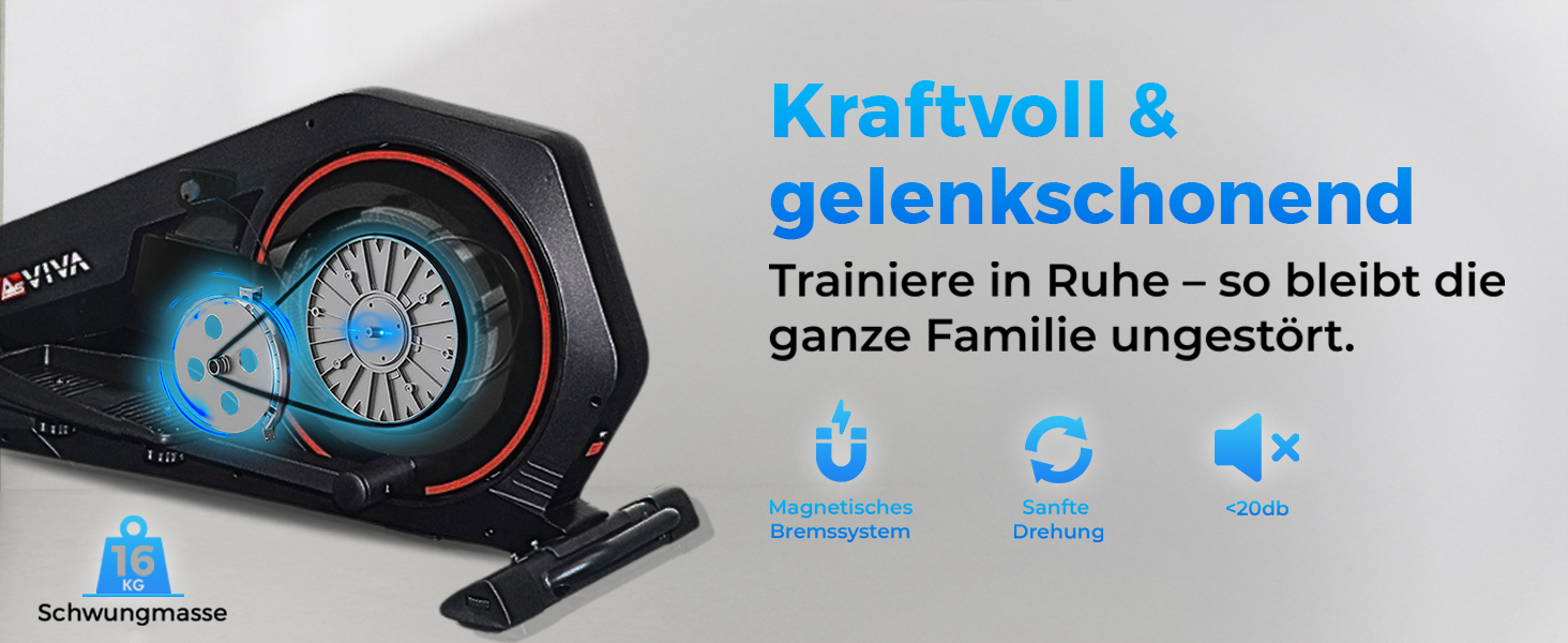 Еліптичний тренажер AsVIVA C28 Pro - 16 кг маховик, тихий ремінний привід, електричне регулювання опору, фітнес-комп'ютер, транспортні ролики