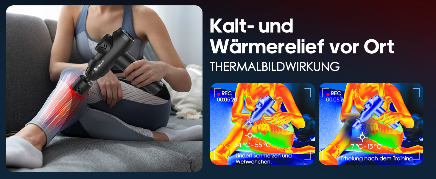 Масажер AERLANG з підігрівом та охолодженням: для зняття м'язового болю, 7 насадок, тиха робота, ідеальний подарунок для чоловіків (чорний)