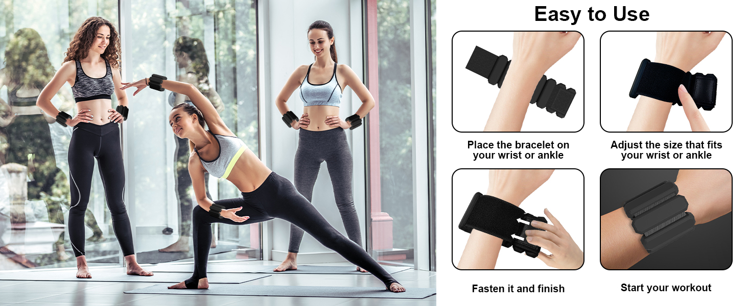 Набір манжет для збільшення ваги, 2 шт. (по 0.45 кг) - для йоги, бігу, силових тренувань, чоловіки та жінки