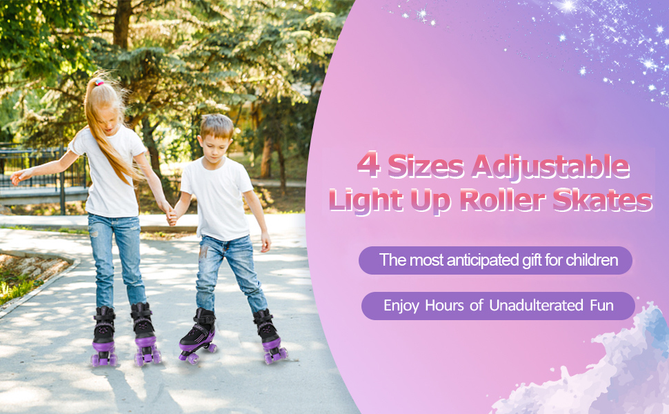 Дитячі ролики для катання на роликах для дівчаток та хлопчиків, регульовані ролики з підсвічуванням коліс, розважальне освітлення, ролики для дітей L (36-40 EU), чорно-фіолетові