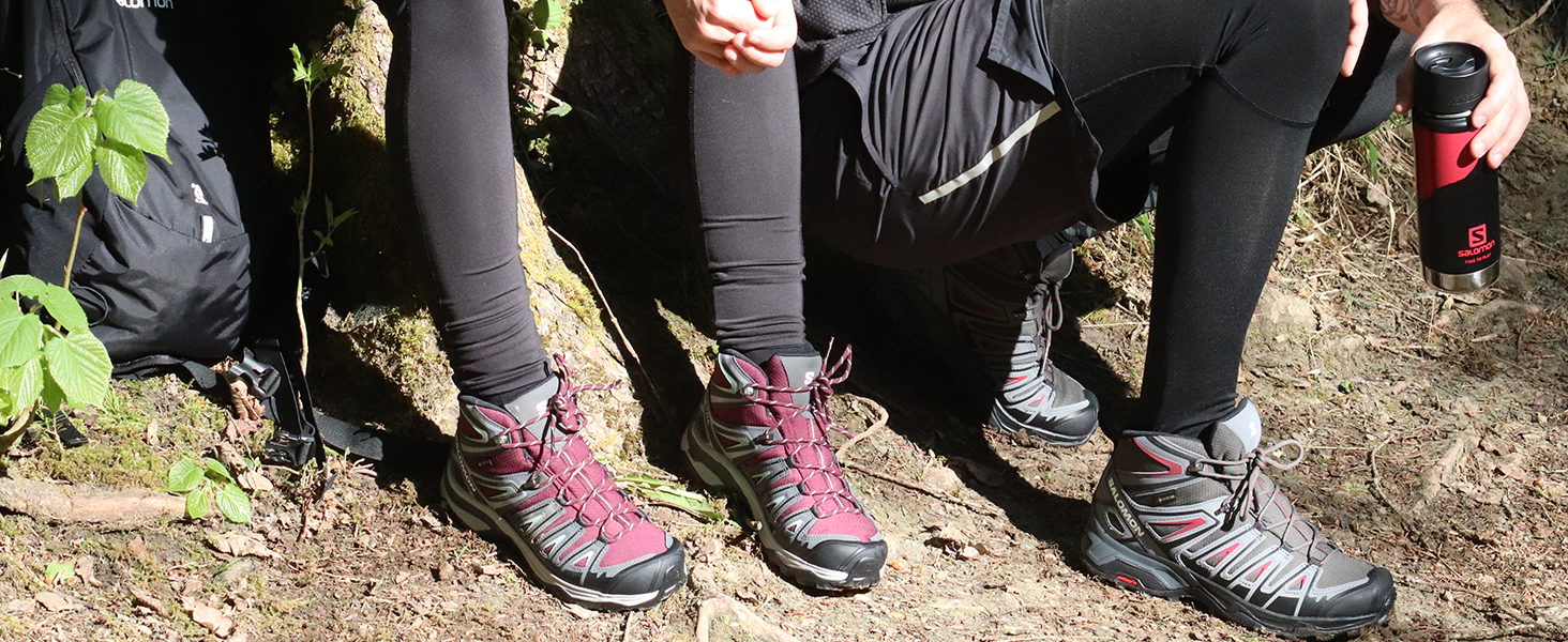 Жіноче трекінгове взуття Salomon X Ultra Pioneer Mid Gore-Tex, 39 1/3 EU, Ebony/Stormy Weather/Wine Tasting