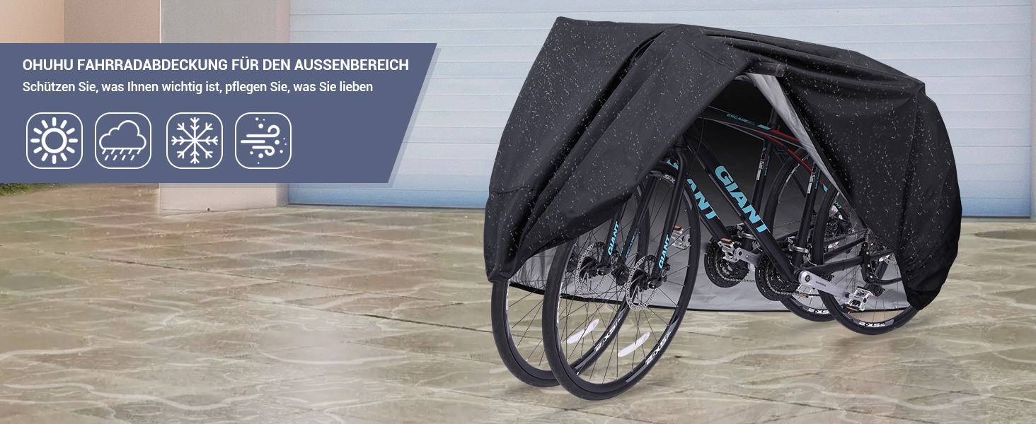 Водонепроникний намет для велосипедів Ohuhu на 2 велосипеди, 200 x 110 x 90 см, захист від пилу, дощу, УФ-променів, з отворами для замка та сумкою