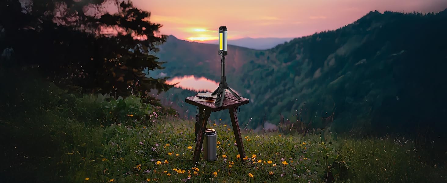 Багатофункціональний ліхтар 12 в 1 з LED, акумулятором, магнітом та телескопічною штангою: ліхтар для кемпінгу, ліхтарик, робочий ліхтар для майстерні, powerbank – для саду, відпочинку на природі та не тільки