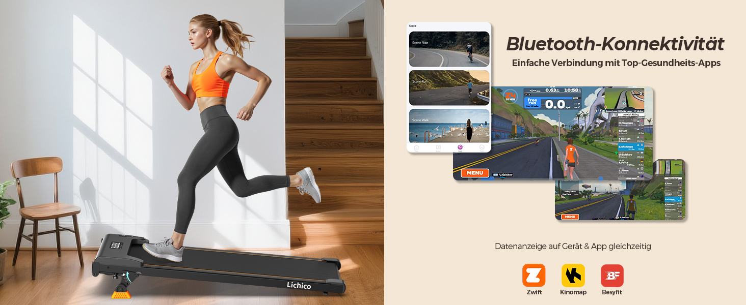 Бігова доріжка Lichico Walking Pad з регульованим нахилом 0-9%, розумним керуванням через додаток та дистанційним пультом, максимальне навантаження 130 кг, для дому