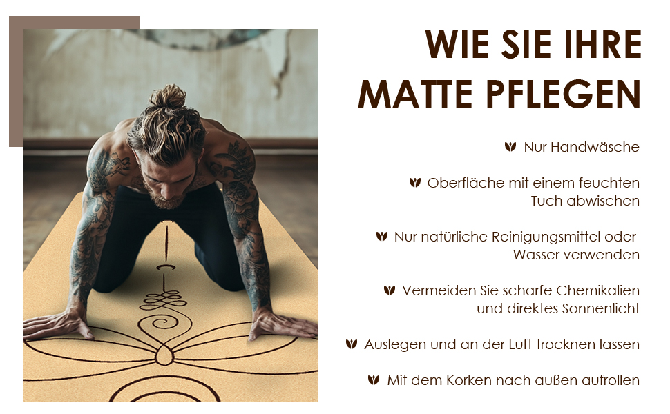 Килимок для йоги з корку Rutschfeste Yoga Matte – Нековзний, з унікальним дизайном, з натурального каучуку TPE, для занять вдома, пілатесу, аеробіки, фітнес-студії та тренувань. Колір: бірюзовий, дизайн: Мандала (Бордо-Калібра)