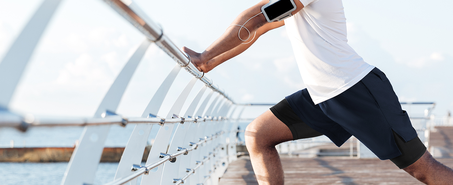 Шорти чоловічі Niksa 2er Pack 2-в-1, спортивні, швидковисихаючі, дихаючі, з кишенею для телефону (XXL, темно-синій)