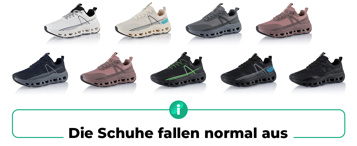 Кросівки жіночі та чоловічі Fusskleidung для бігу – Легкі дихаючі кросівки з сітчастим верхом та амортизуючою підошвою, 44 EU, Чорно-зелені