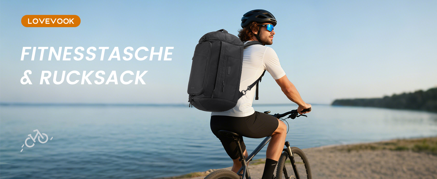 Спортивна сумка LOVEVOOK для жінок та чоловіків, велика сумка для залу, дорожня сумка з відділенням для взуття, водонепроникна сумка для тренувань, плавання, Travel Duffle Bag з рюкзаком, 45L (51*28*32 см), Бежевий