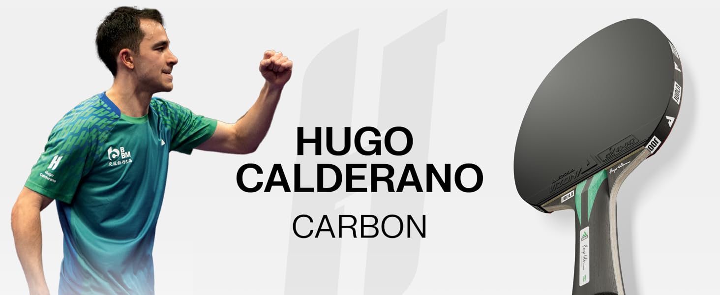 Ракетка для настільного тенісу JOOLA Hugo Calderano Carbon з м'ячами та чохлом, ITTF, чорно-зелена