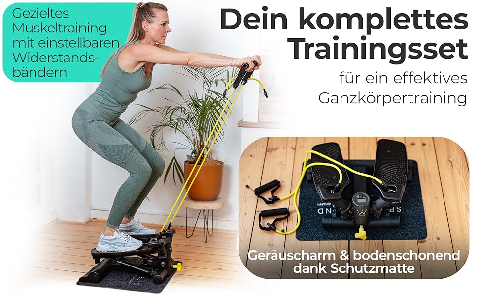 Сходи LANDWEHR для дому: фітнес-степер, до 180 кг, сталева конструкція, чорний колір. Рекомендовано тренерами!