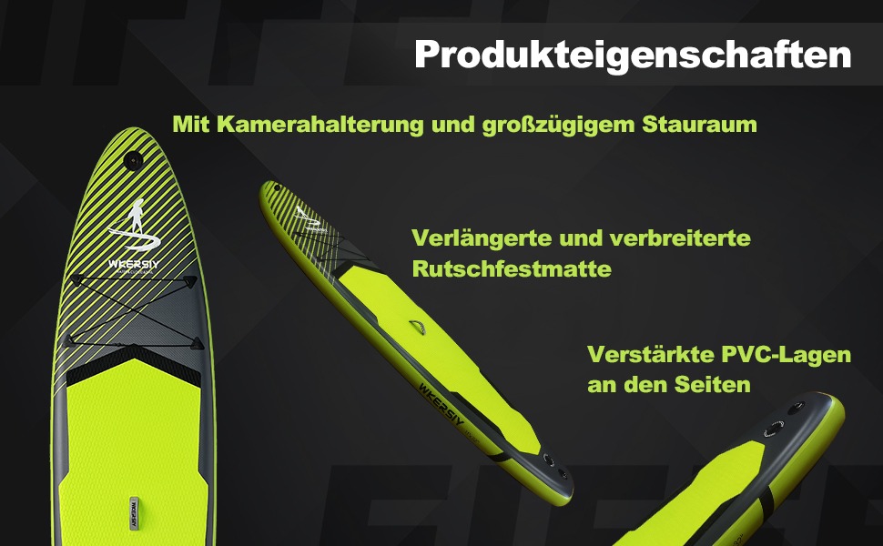 Надувний SUP Борд Allround 335см – Стабільний комплект Stand Up Paddle Board для початківців та професіоналів – Яскраве веслувальне дошка для йоги, риболовлі та відпочинку (Чорний)