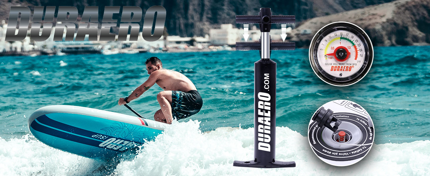 Надувний SUP-борд для веслування стоячи з каяковим сидінням, 330x76x15 см, вантажопідйомність до 150 кг, кріплення Cam, інтегрована підставка для ніг, 3 плавники, регульоване дволопатеве весло, повний комплект аксесуарів, блакитний камуфляж