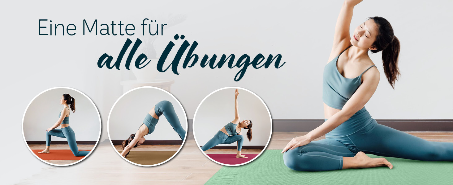 Килимок для йоги та фітнесу, 183 x 61 x 0,4 см, Navyblue (темно-синій) | Килимок для занять йогою, пілатесом, спортом | Звукоізоляційний, нековзний, міцний