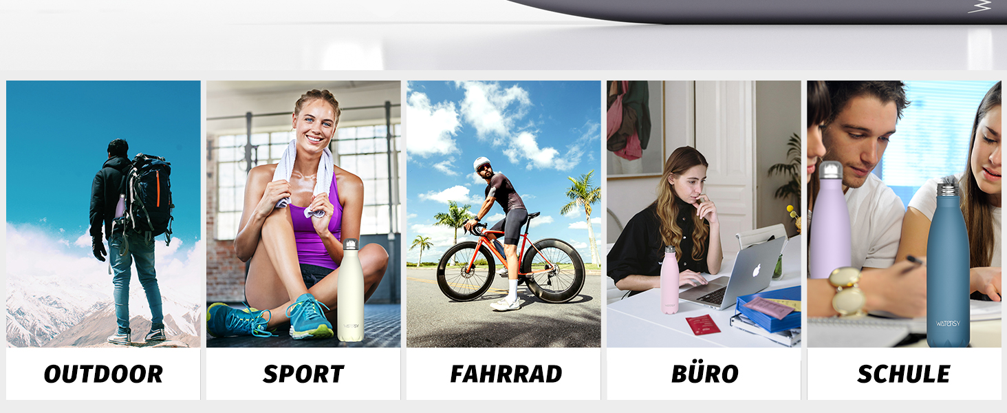 Термос-пляшка для спорту WATERSY 500 мл, нержавіюча сталь, дитяча, з подвійними стінками, чорна, без BPA