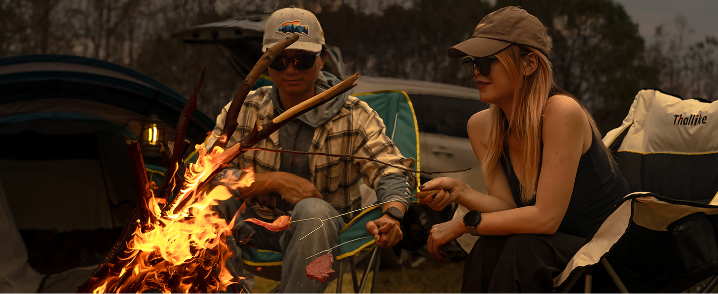 Великий складаний стілець для кемпінгу Thallike, XL, з підлокотниками, для дорослих, блакитний