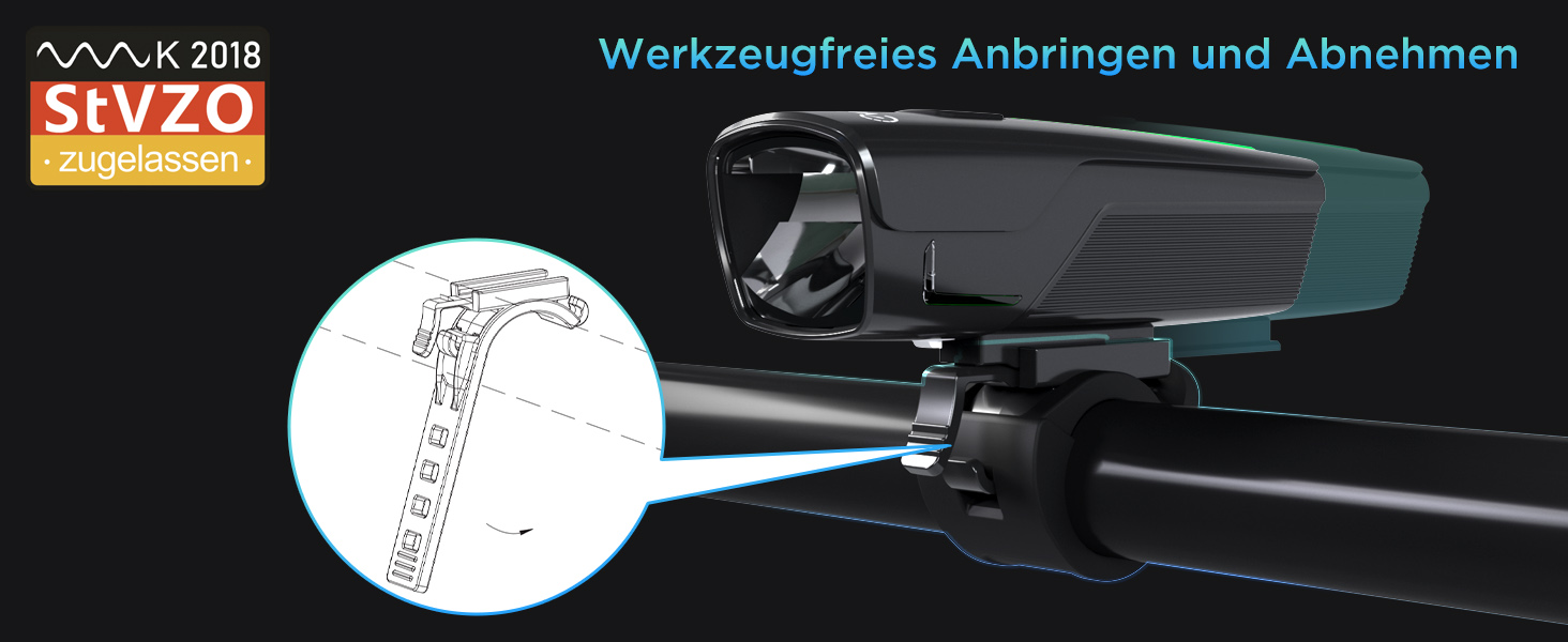 Набір велосипедних LED-ламп evermotor, передня фара StVZO, USB-C заряджання, довга автономність, світло для дітей і дорослих, аксесуари для гірського велосипеда