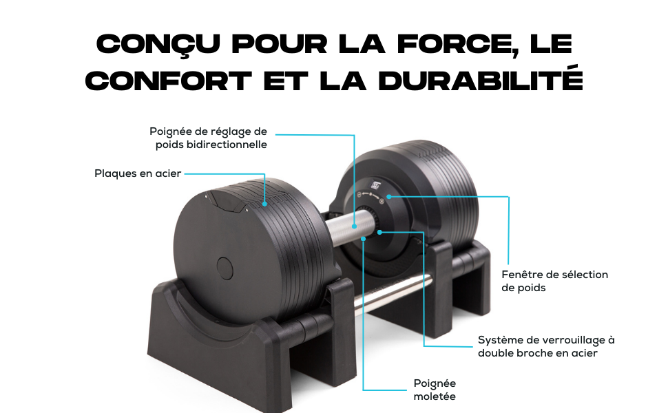 Регульовані гантелі BRAINGAIN - 23.5/32.5/41.5 кг - Хром/Чорний - для силових тренувань вдома