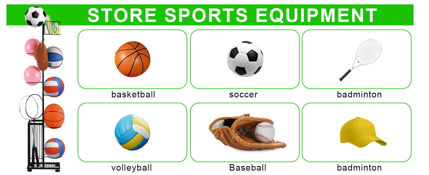 Металевий тримач для м'ячів Nandae: стійка підставка для футбольного, баскетбольного та волейбольного м'яча для гаража та дитячої кімнати