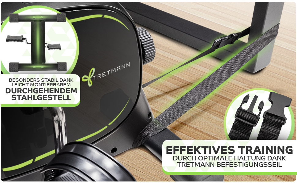 Тренажер для ніг Tretmann Basic Pedaltrainer — міні-велосипед для літніх людей та реабілітації, стійкий та безшумний, чорно-зелений