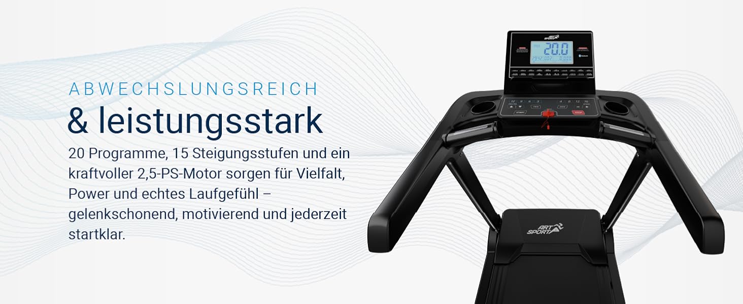 Біговий тренажер ArtSport Speedrunner 6000: швидкість 22 км/год, 99 програм, LCD дисплей 7