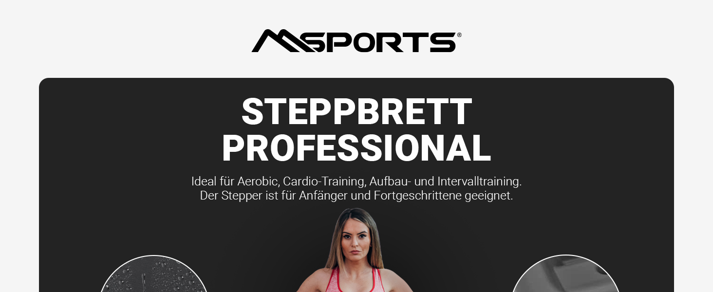 Сходинка-платформа для фітнесу Steppbrett Professional з постером для вправ + додаток Work Out (безкоштовно) | 3-рівнева регулювання висоти, студійний степер
