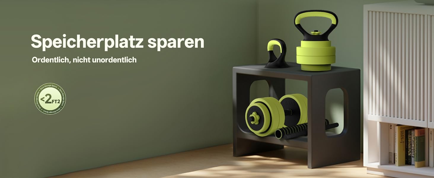 PASYOU Набір гантелей регульовані 20 кг 4 в 1: гантелі, гиря, гантелі з'єднувачем, штанга для домашніх тренувань (зелений)