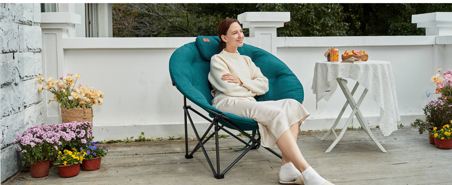 Крісло для кемпінгу EVER ADVANCED Luxus Moonchair XXL: широке, з подушкою, 150 кг, сіре