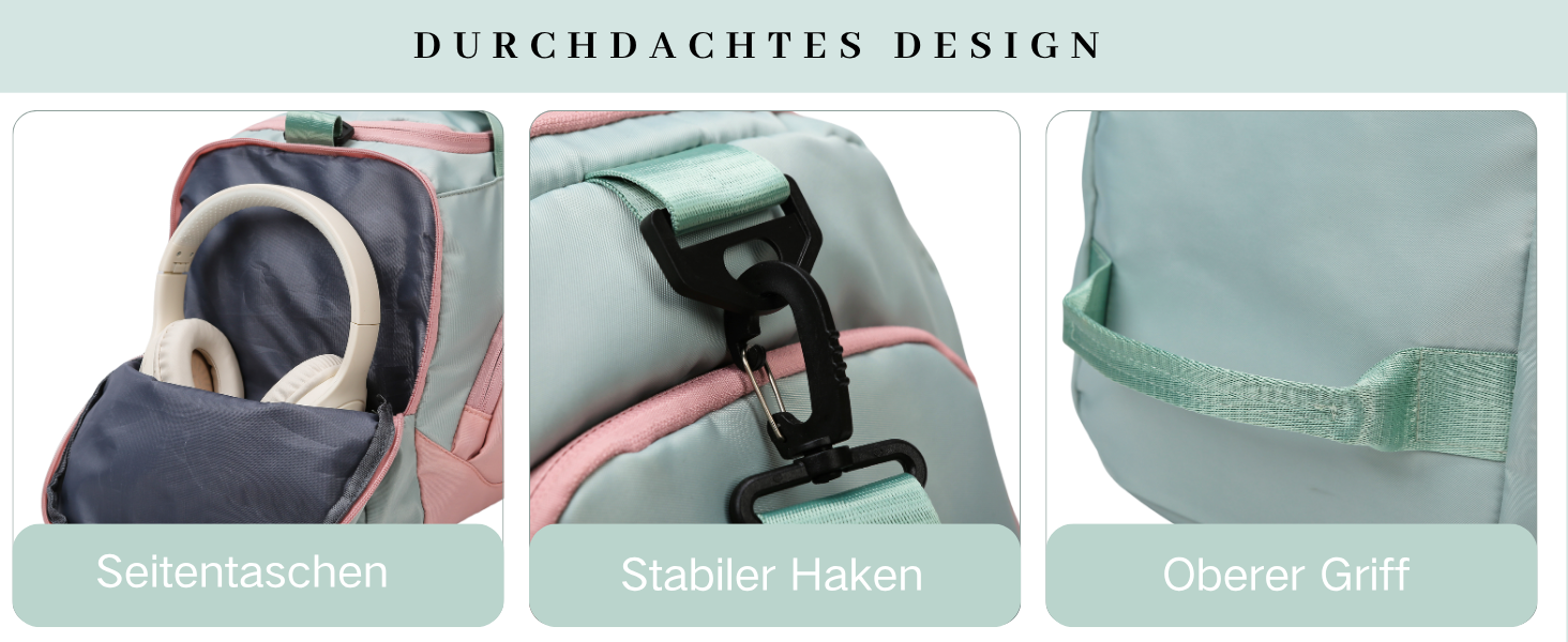 Спортивна сумка для жінок 45L з відділенням для взуття, мокрою сумкою, водонепроникна, для подорожей, спортзалу, басейну. Сумка-рюкзак для фітнесу, спорту, подорожей. Зелена/Рожева.