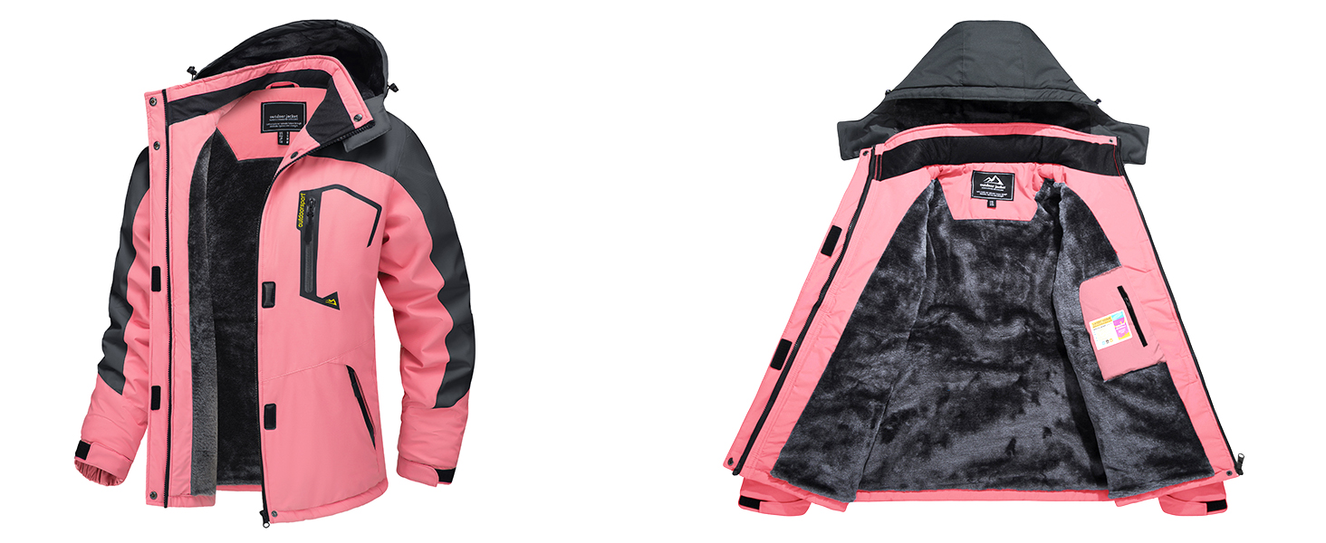 TACVASEN жіноча куртка-перехідник, тепла зимова куртка, куртка для походів, гірськолижна куртка з водонепроникною блискавкою, білий та чорний колір