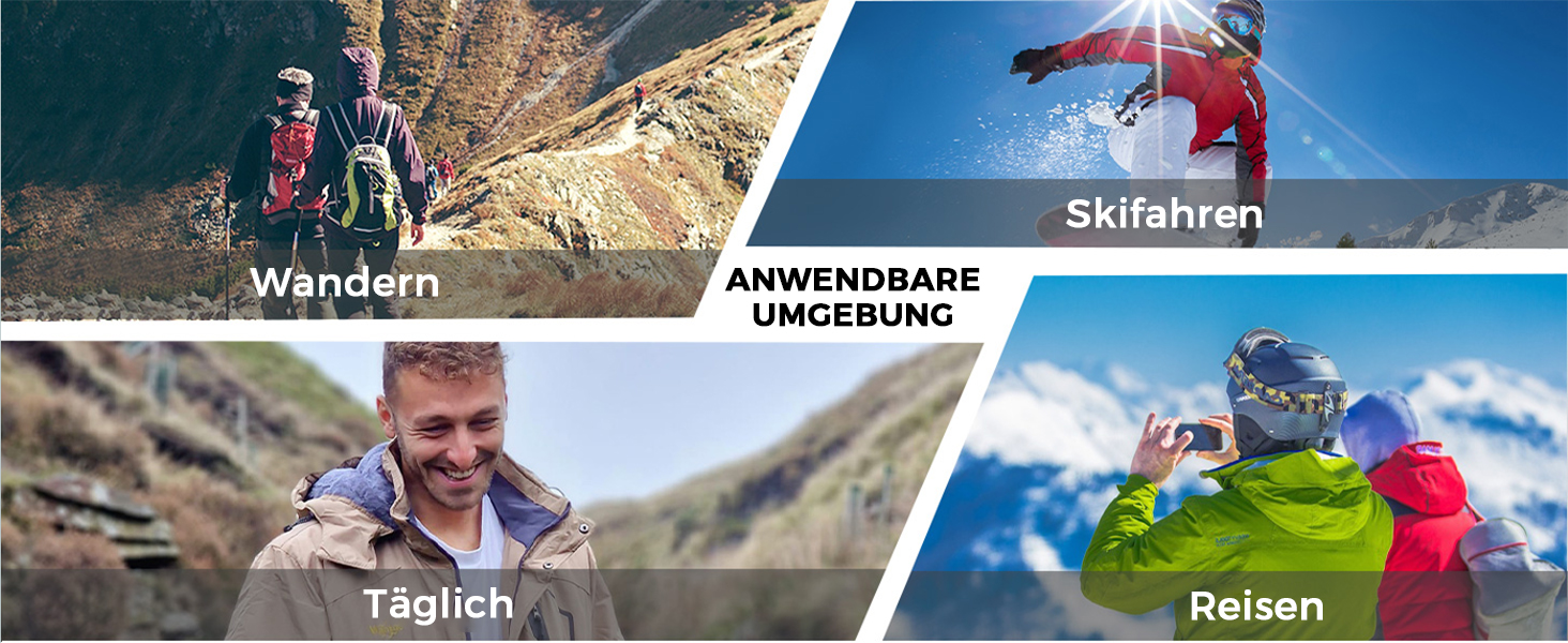 Чоловіча гірськолижна куртка Wantdo з флісовою підкладкою, водонепроникна та дихаюча, блакитна з гірським малюнком