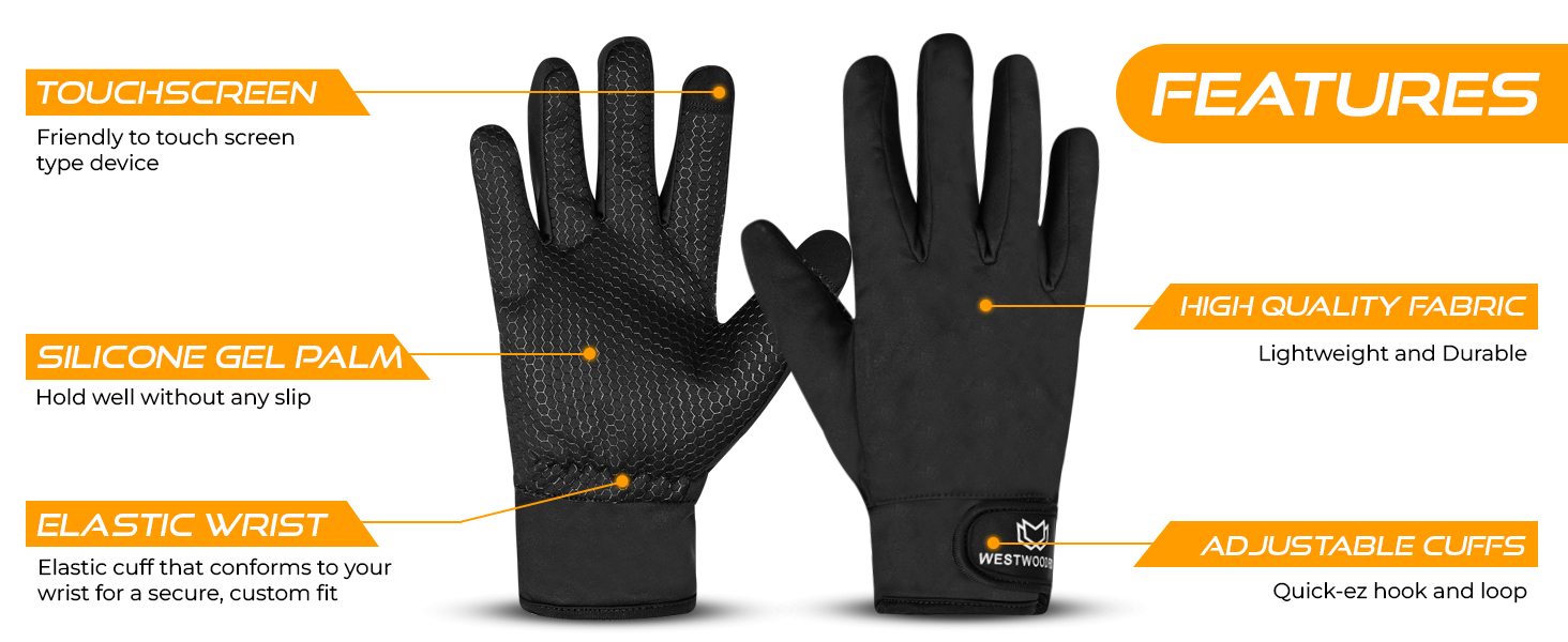 Велосипедні рукавички Westwood Fox: теплі зимові рукавички з водонепроникним екраном, вітрозахисні термо-рукавички для чоловіків та жінок, чорний колір, розмір L