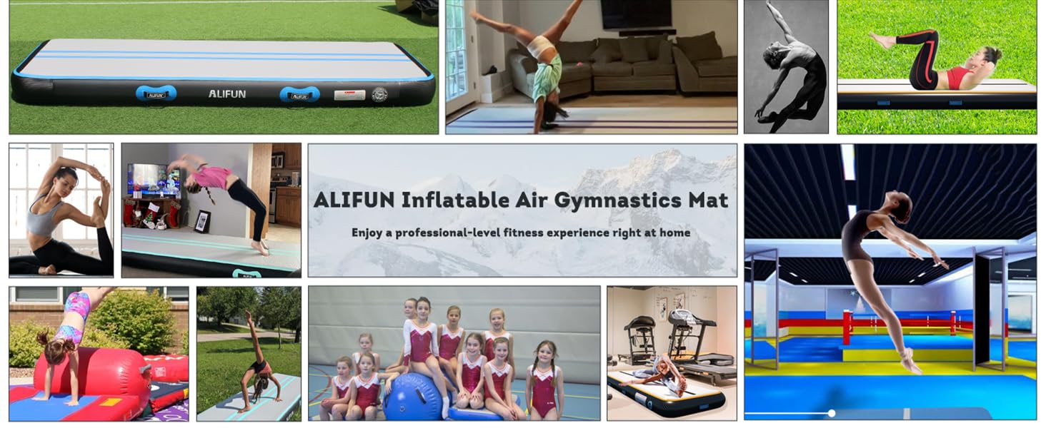 ALIFUN Гімнастичний надувний мат для гімнастики та акробатики надувний, 2м/3м/4м/6м, 10/20см заввишки, з насосом, для дому, фітнесу, тренувань, чирлідингу, басейну, рожевий, 300x100x20 см