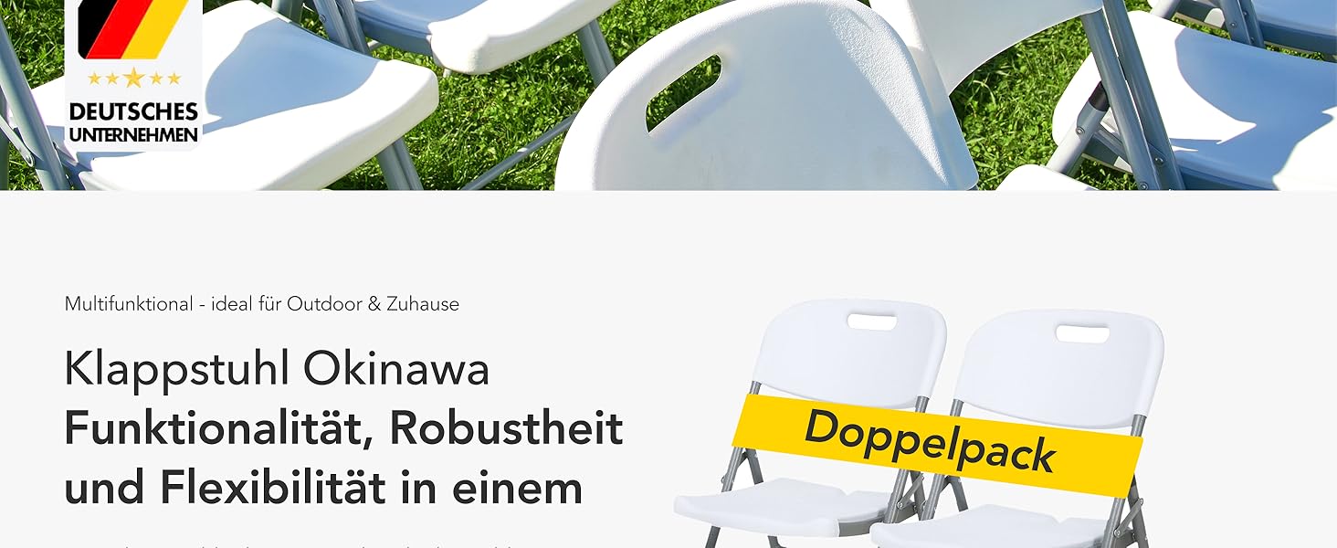 Зручний розкладний садовий стіл Floordirekt з пластику 120x60 см - для саду, тераси, балкону та кемпінгу (2 стільці)