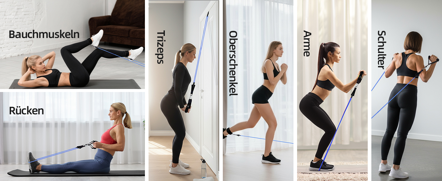 Набір еластичних стрічок Abahub для фітнесу з дверним кріпленням, ручками та петлею для ніг. Ідеально для тренувань всього тіла, домашнього спортзалу, підходить для початківців та досвідчених (100LB)