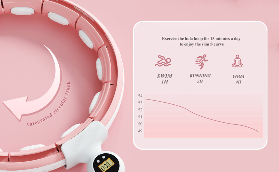 Розумний фітнес-обруч LEAFIA з лічильником, магнітними дисками та 16 регульованими секціями, рожевий - для схуднення та фітнесу для дітей та дорослих
