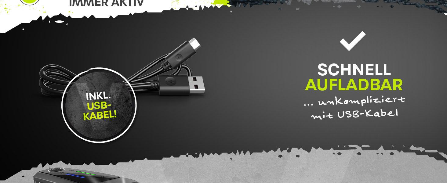Комплект велосипедних LED-ліхтарів VELMIA з USB-акумулятором, переднє та заднє світло, водонепроникні, до 8,5 годин роботи, StVZO сертифікат
