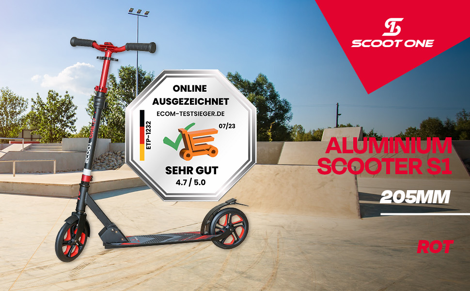 Алюмінієвий самокат S1 / S2 – регульований по висоті, ABEC 7 (червоний, Scooter S 1 Pro)