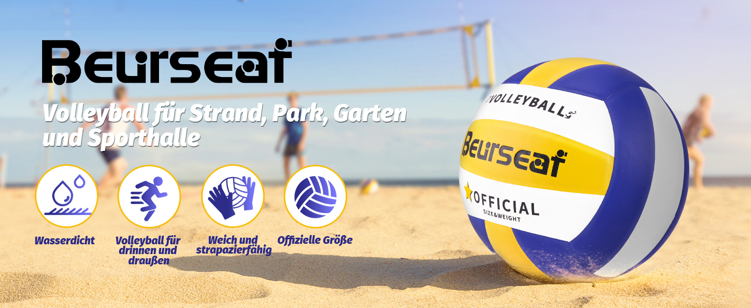 Volleyball Beurseaf: м'який дотик, пляжний волейбол, розмір 5, блакитний & жовтий
