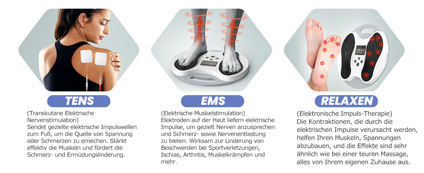 Електричний масажер для ніг та стегон Medic Durchblutungsstimulator: EMS, TENS, для ніг, стегон, від нейропатії, болю в колінах та ногах, покращує кровообіг. 4 електроди