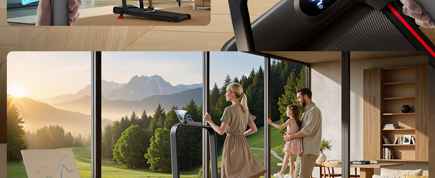 Біговий тренажер CURSOR 4-в-1 для дому, складаний, з нахилом 15%, Walking Pad з нахилом та потрійною амортизацією, дистанційним керуванням, максимальне навантаження 136 кг, нахил 9%