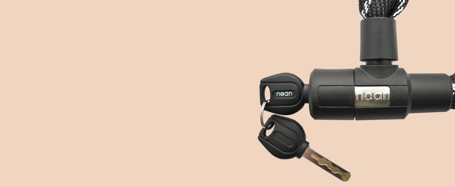 Надійне велозамкне Nean Kettenschloss: 900 мм, сталевий ланцюг, 2 ключі, чорний