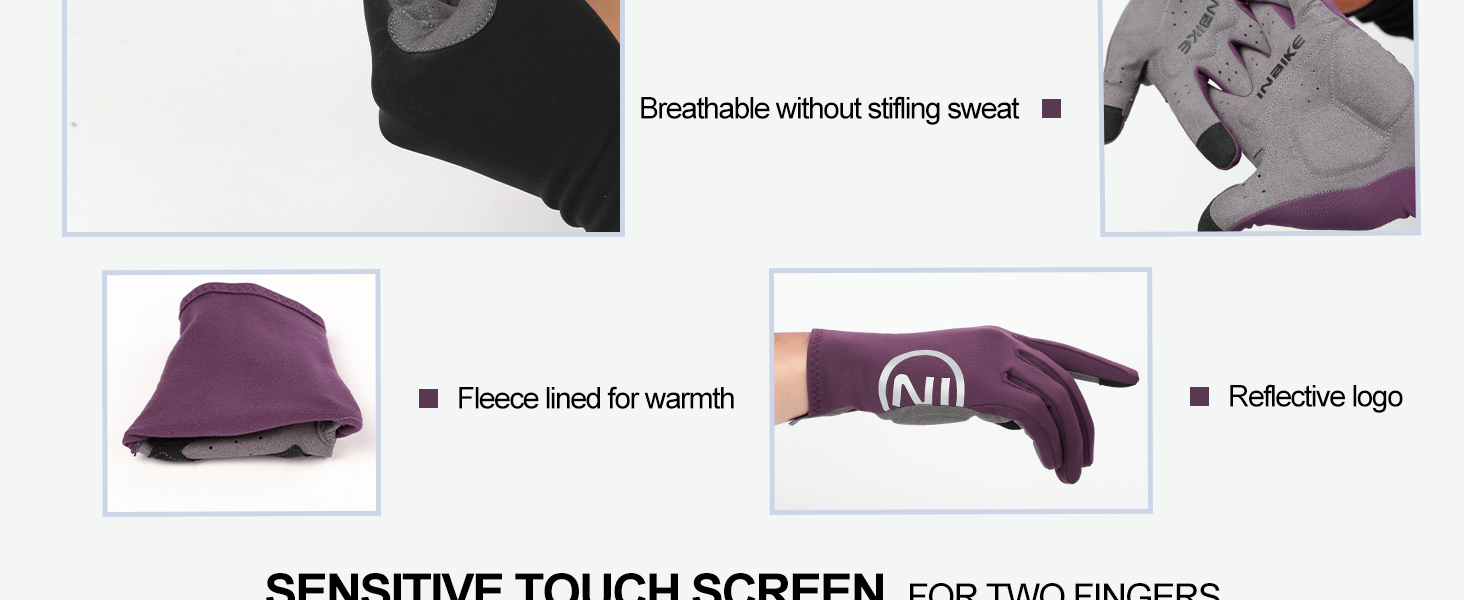 Велосипедні рукавички INBIKE зимові, чорні, для катання на велосипеді, лижах, бігу, з підкладкою для сенсорного екрану, теплі, вітронепроникні, антиковзаючі