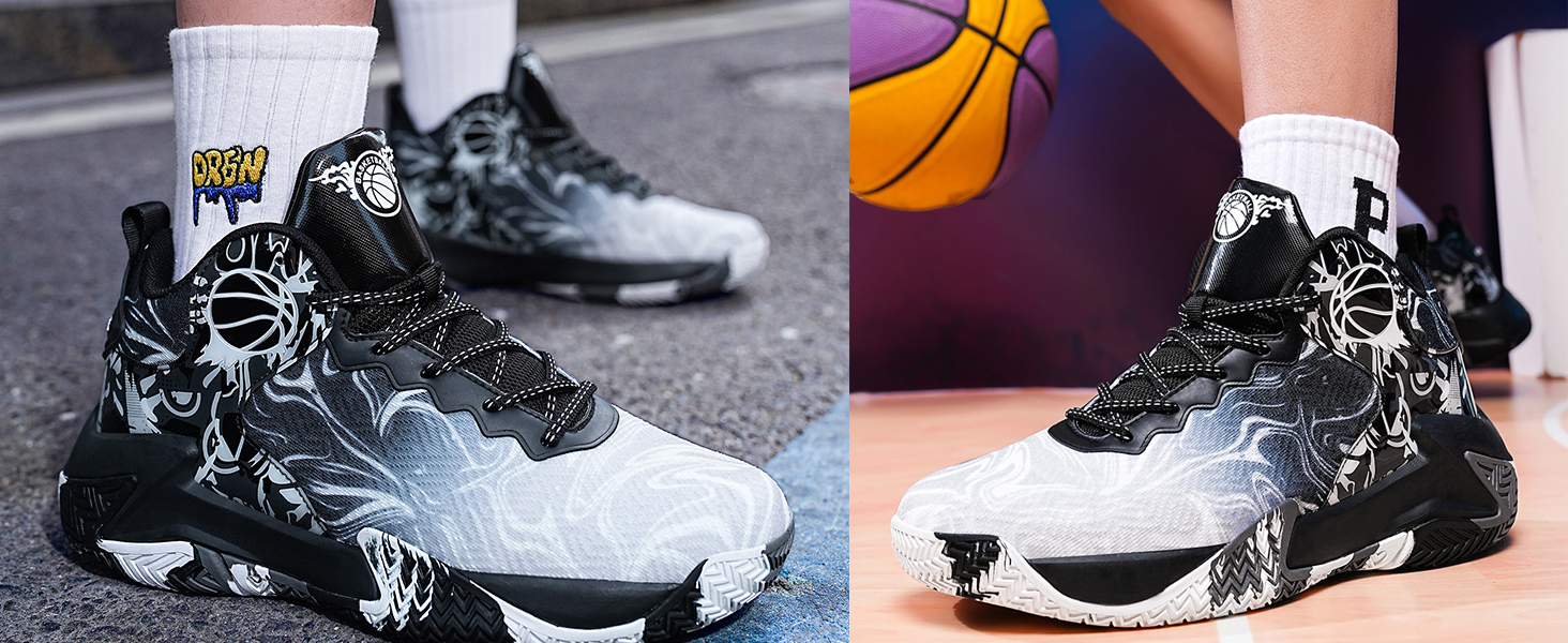 Чоловічі баскетбольні кросівки високі для занять спортом та прогулянок, чорні