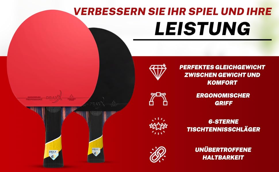 Стіл тенісний ракетковий набір DRAXX SPORTS Carbon | 6 зірок | Швидкий, Сильний, Точний | Офенсивна Швидкість | Посилена Захисна Чохол | Професійний Стіл Тенісний Ракетка для Професіоналів