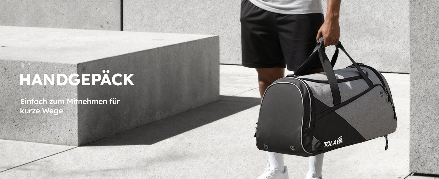 Спортивна сумка Tolaccea 47L з відділенням для взуття та мокрих речей - рюкзак, сумка для подорожей, фітнесу, тренувань (Сірий)