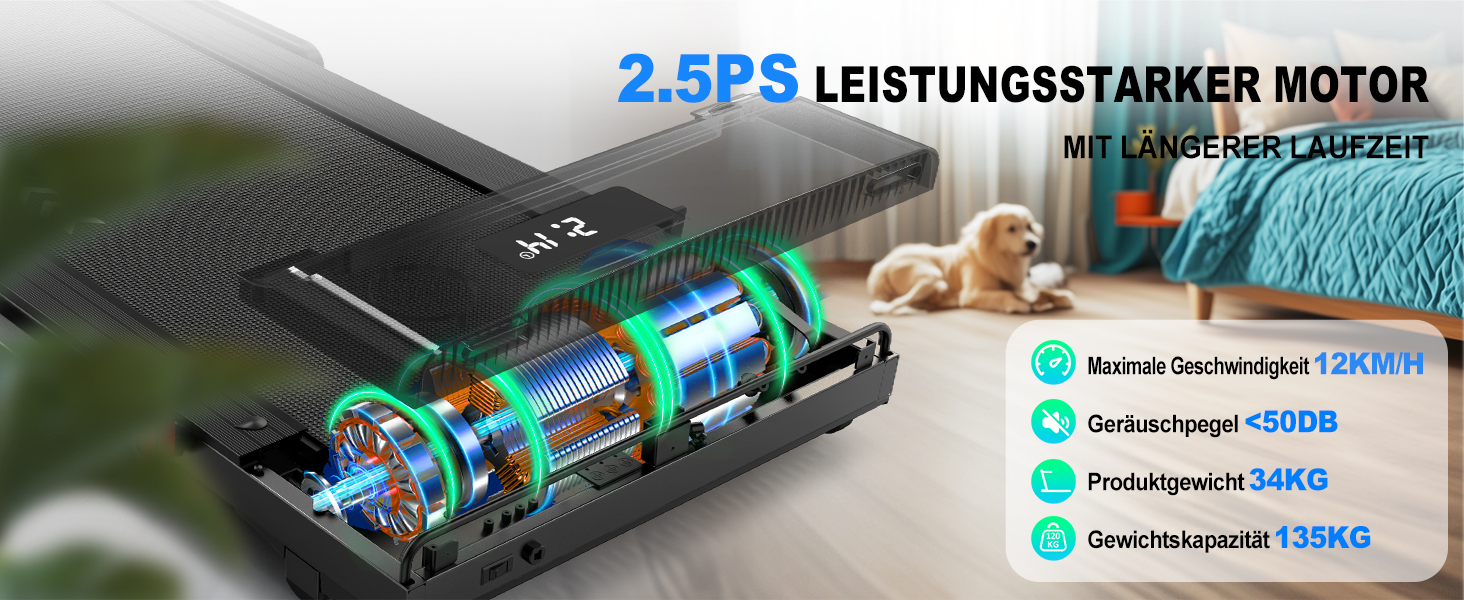 Walking Pad: Безрамковий біговий тренажер для дому з нахилом 7%, мотором 2.25HP, швидкістю 1-12 км/год, 7-шарове покриття, Bluetooth