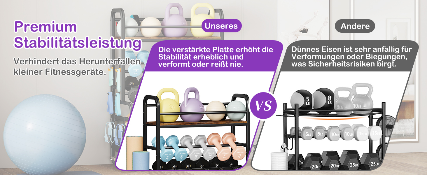 Стійка для гантелей Homeiju: зберігання гантелей, гир, йога-матів, з колесами та гачками (сіра)