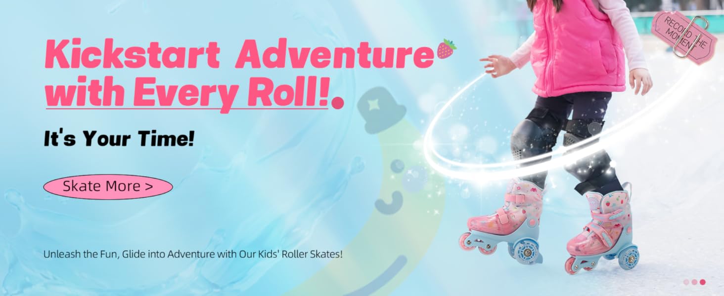Дитячі ролики для дівчаток, 4 розміри, регульовані, безпечні, дихаюче матеріалу, легкі, для початківців (fruit, XS: 25-27.5 EU)