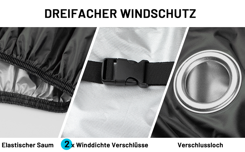 Чохол для мотоцикла Favoto Outdoor XXL, 210T Oxford, чорний, 245x105x125 см