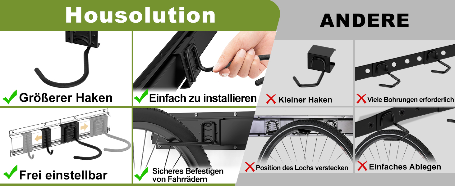 Настінна підставка для велосипедів Housolution 32 дюйми на 4 велосипеда + 3 шоломи, до 136 кг, міцна сталева конструкція, для гаража